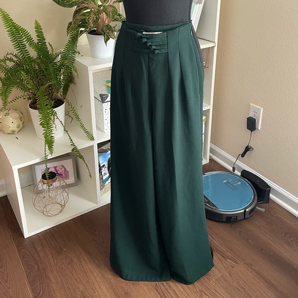 Wide leg green trousers